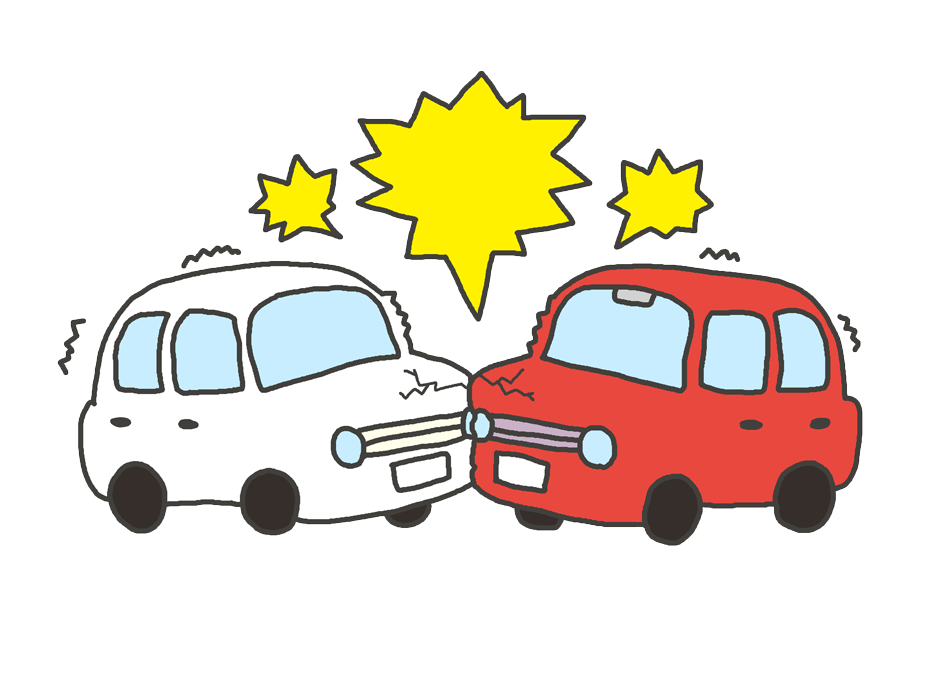 交通事故（車の衝突）のイラスト