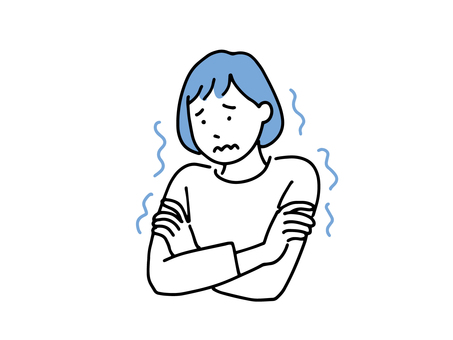 肩こり・冷えに悩む女性のイラスト
